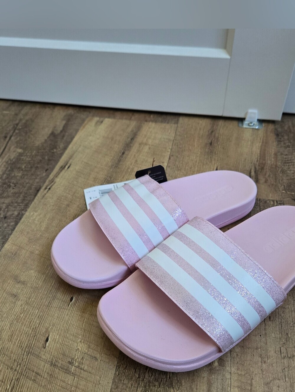 Adidas Pink And White Size 5 Womens Slides / Sandals